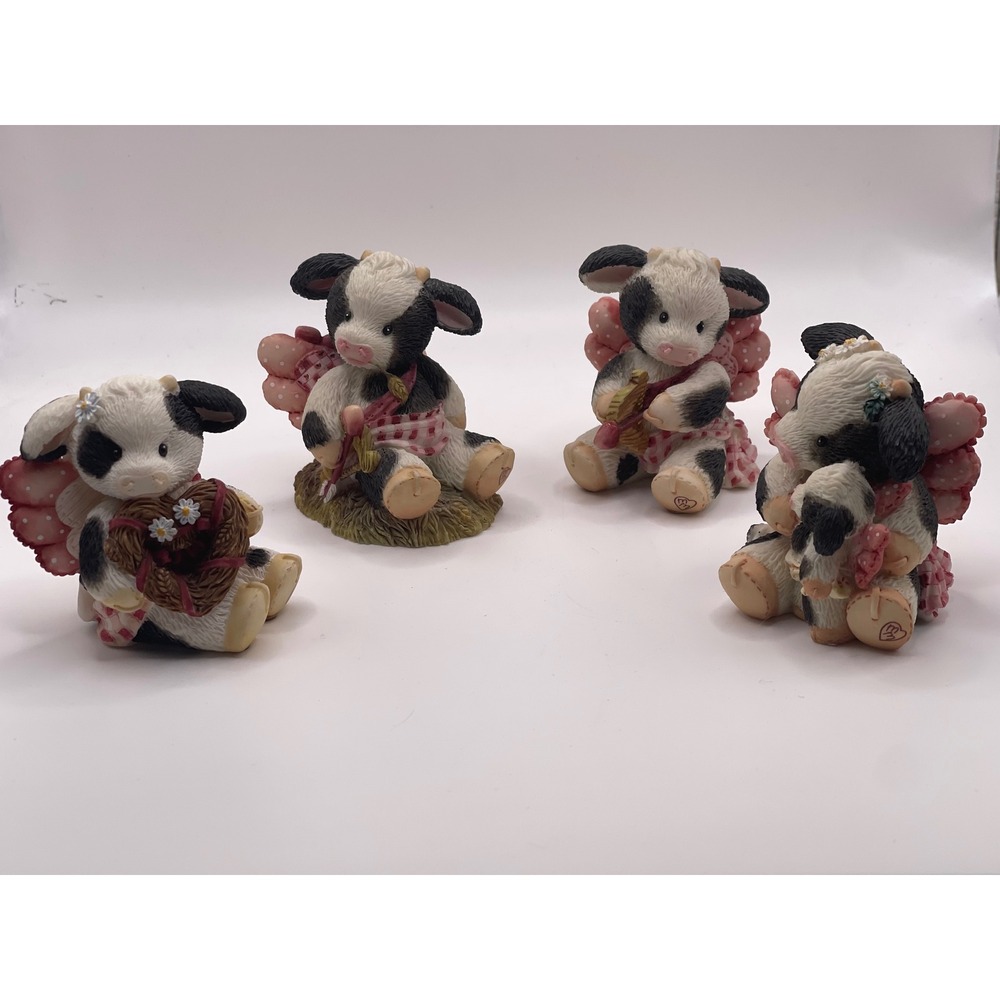 Vintage Marys Moo Moos Enesco Cow Figurines Set of 4 Mary Rhyner 1995 Valentine